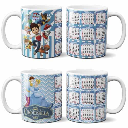 Estampas Canecas Calendários 2026 Corel Infantil Sublimação
