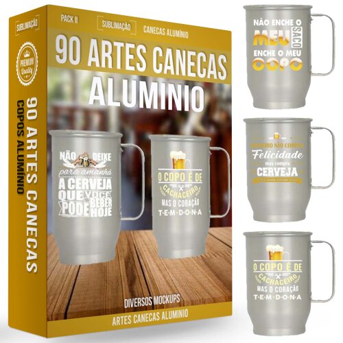 Artes Copos Canecas Alumínio Taças Chopp 90 Estampas