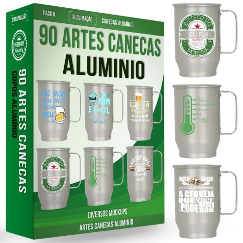 Estampas Copos Taças Chopp 90 Artes Corel Canecas Alumínio