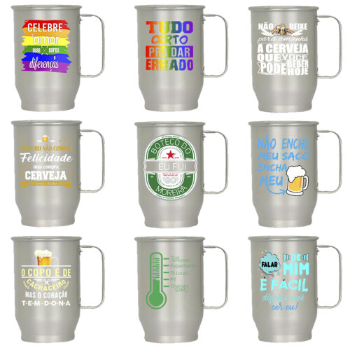 Estampas Copos Taças Chopp 90 Artes Corel Canecas Alumínio