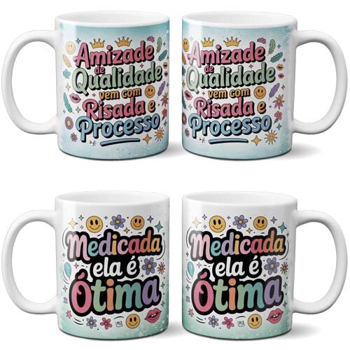 Pack Dia Amizade Sublimação Canecas Frases Delicadas Amigas