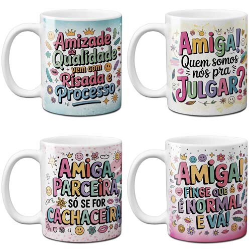 Estampas Dia Amizade Sublimação Canecas Frases Delicadas