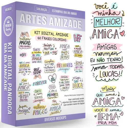 Artes Png Amizade Amigos Pacote Digital Pandoca Mockups