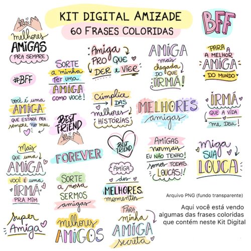 Artes Png Amizade Amigos Pacote Digital Pandoca Mockups