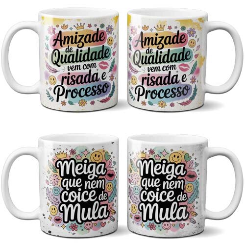 Artes Dia da Amizade Sublimação Canecas Frases Delicadas Ami