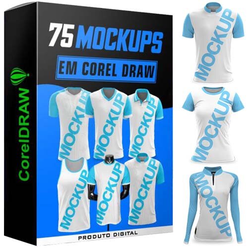 Kit Digital Mockups Editáveis Corel Apresentação Camisetas