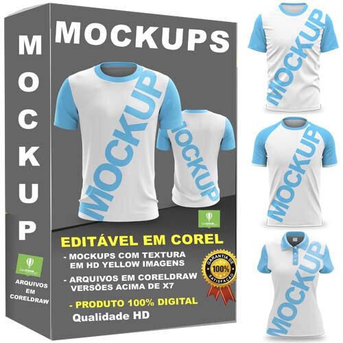 Pacote 70 Mockups Editáveis Corel Camisetas Sublimação