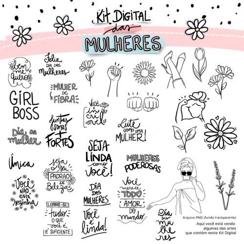 Estampas Png Sublimação Artes Dia da Mulher Mulheres Mockups