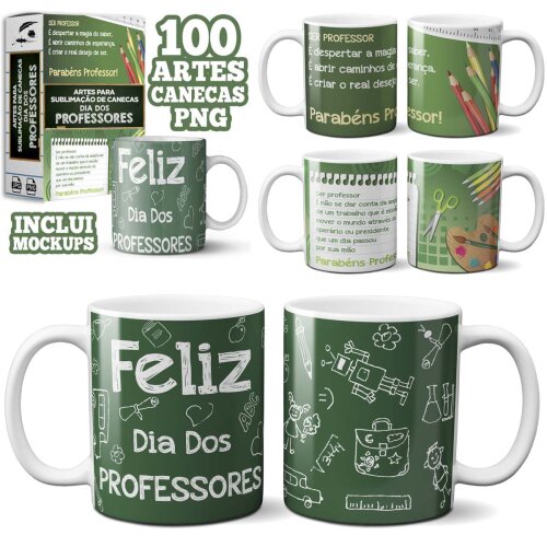 Estampas Canecas Dia dos Professores Artes Png Mockups