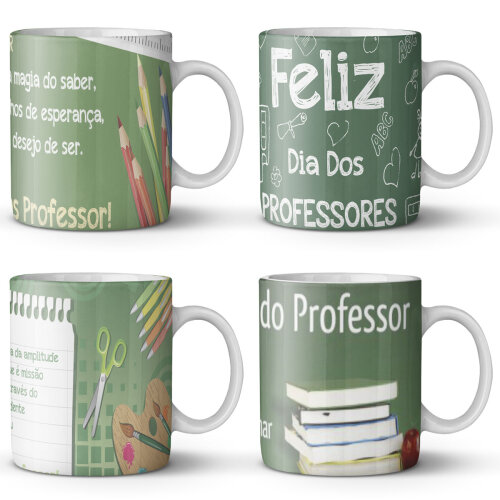 Artes Canecas Dia Professores 100 Estampas Png Sublimação