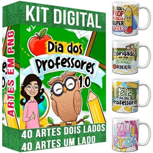 Artes Canecas Dia dos Professores Sublimação Mockups Png