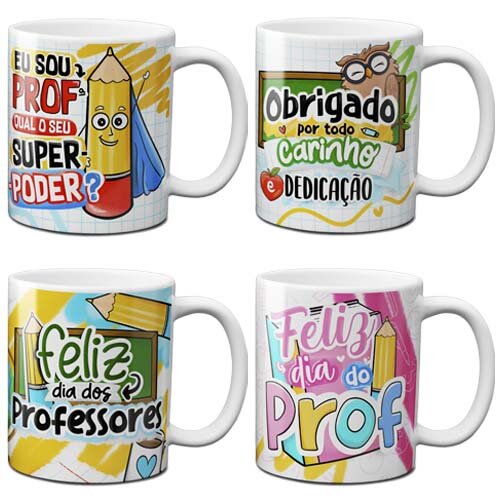 Pacote Artes Canecas Dia dos Professores Sublimação Mockups