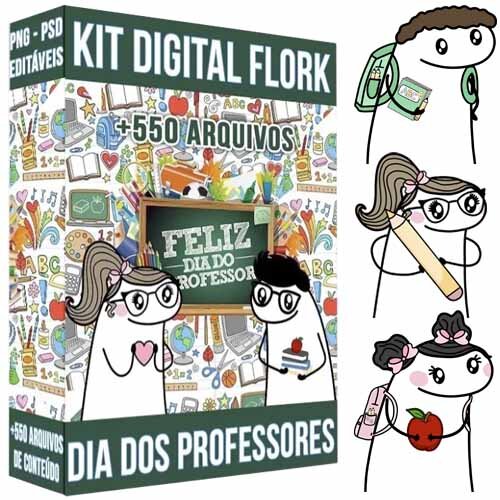 Kit Digital Florks Professores Artes Png Sublimação