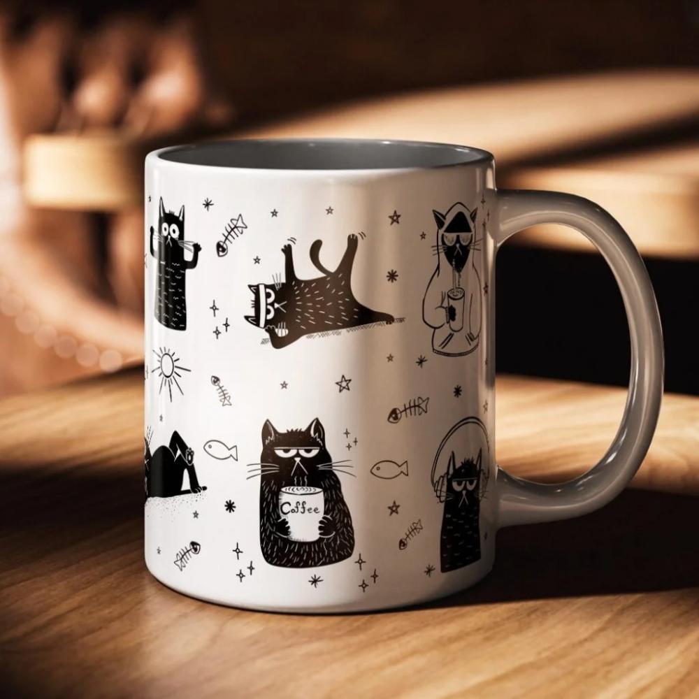 Arquivo Digital Gatinhos Pretos Arte para Caneca  -7024