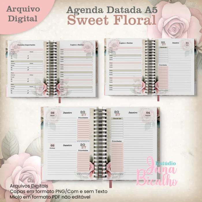Arquivo Digital Agenda Datada 2027 A5 Sweet Floral -7026