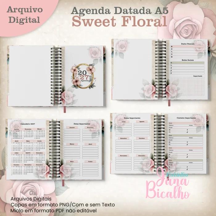 Arquivo Digital Agenda Datada 2027 A5 Sweet Floral -7026