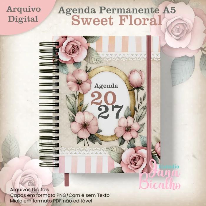 Arquivo Digital Agenda Permanente A5 Sweet Floral  -7027