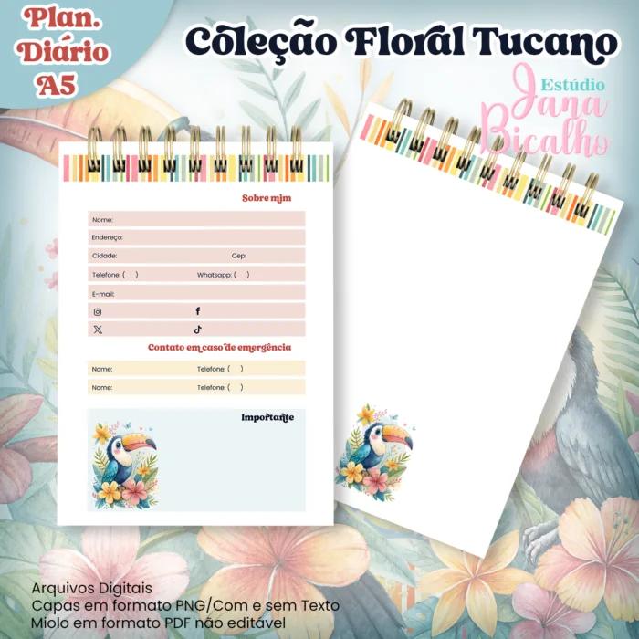 Arquivo Digital Planejamento Diário A5 Coleção Floral Tucano  