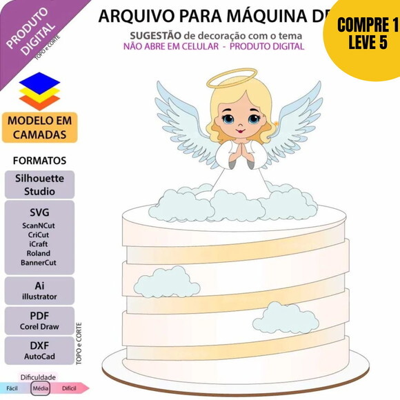 Arquivo de Corte Anjinha de Joelho Topo de Bolo -55