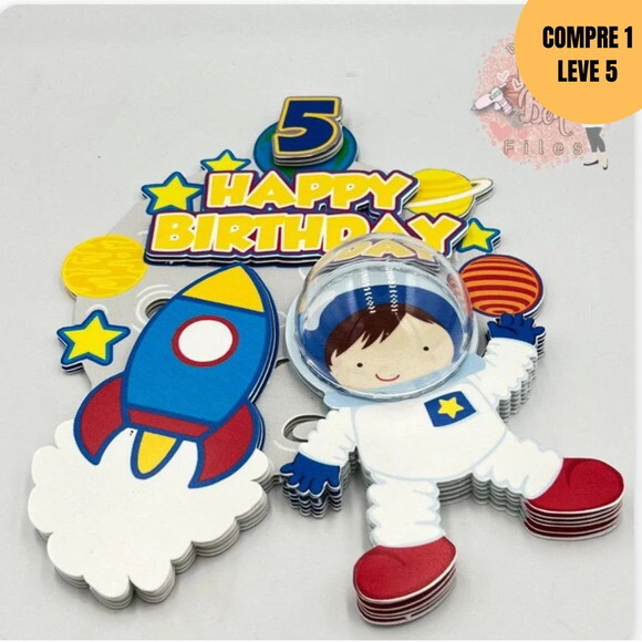 Arquivo de Corte Astronauta Topo de Bolo -3995