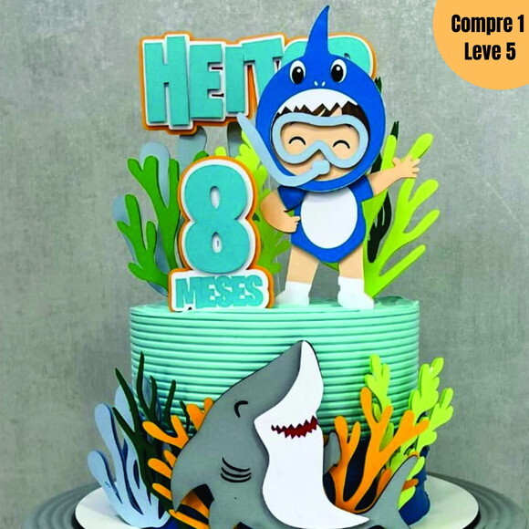 Arquivo de Corte Baby Shark Mesversario Topo de Bolo -953