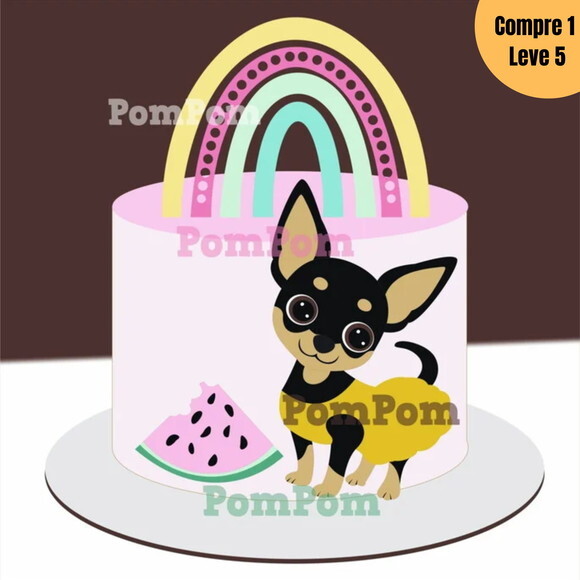 Arquivo de Corte Cachorrinho Arco Íris Topo de Bolo -950