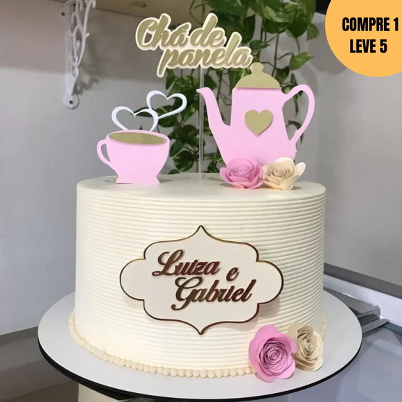 Arquivo de Corte Chá de Panela Rosa Claro Topo de Bolo -3028