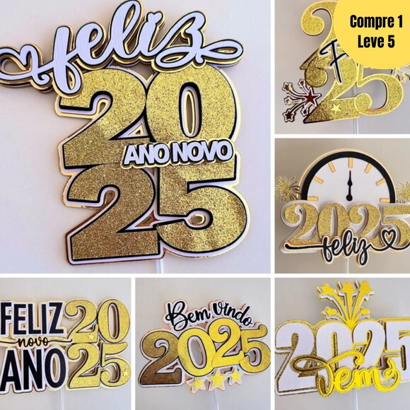 Arquivo de Corte Combo 14 Topos Ano Novo 2025 -480