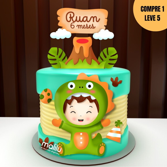 Arquivo de Corte Dinossauro Baby Topo de Bolo -2644