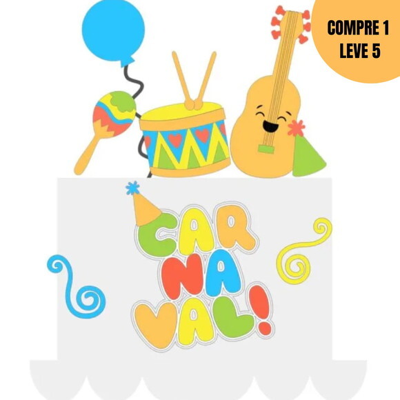 Arquivo de Corte Elementos Carnavalescos Topo de Bolo -2051