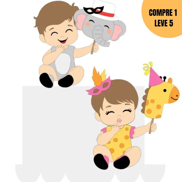 Arquivo de Corte Folia Bebes Topo de Bolo -2056