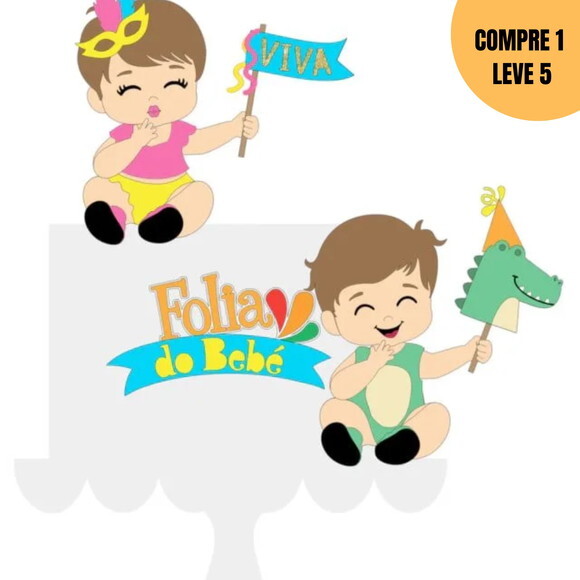 Arquivo de Corte Folia Bebes Topo de Bolo -2055