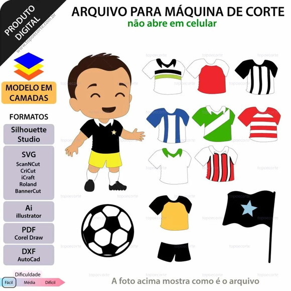 Arquivo de Corte Futebol Menino Camisas Topo de Bolo -58