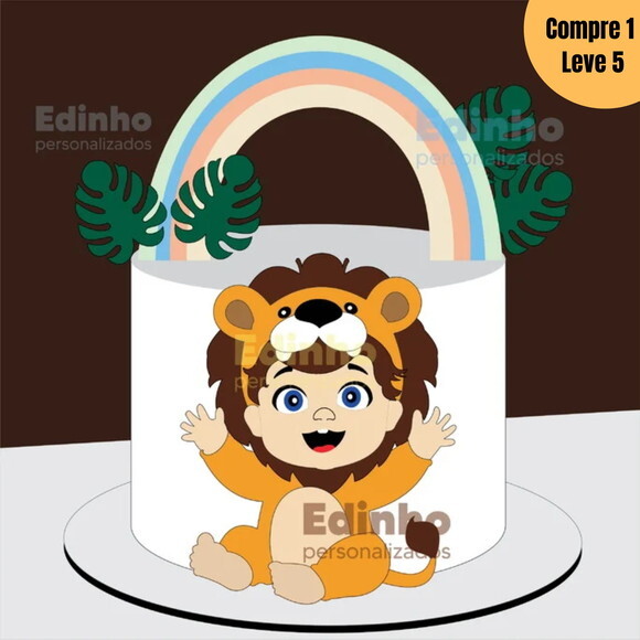 Arquivo de Corte Leãozinho Baby Topo de Bolo -964