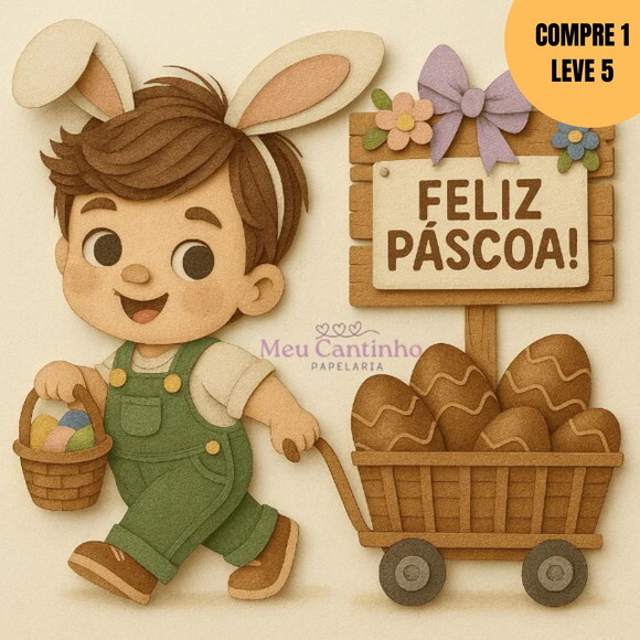 Arquivo de Corte Menino Feliz Páscoa Topo de Bolo -2901