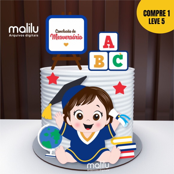 Arquivo de Corte Mesversário Menina Topo de Bolo -87
