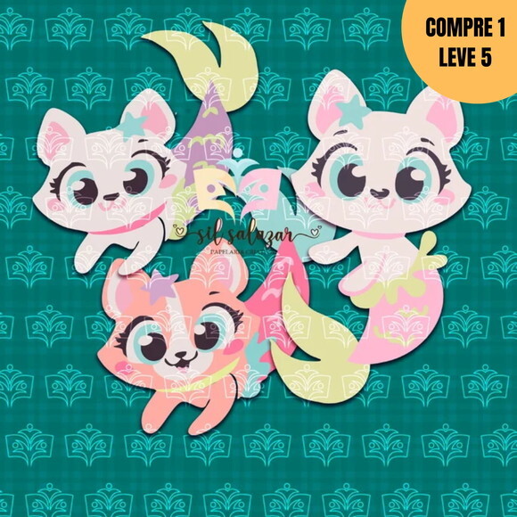 Arquivo de Corte Pet Sereia Topo de Bolo - 1606