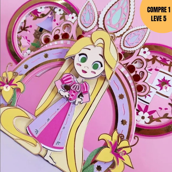 Arquivo de Corte Rapunzel Princesa Topo de Bolo -3868