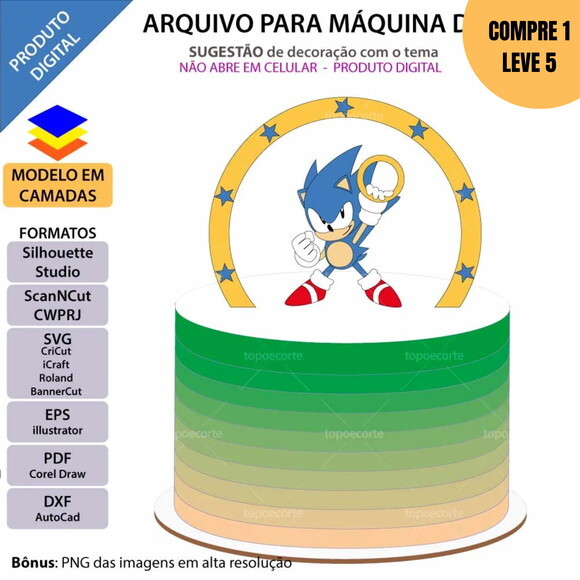 Arquivo de Corte Sonic Topo de Bolo -2655