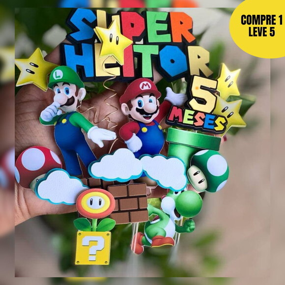 Arquivo de Corte Super Mário Topo de Bolo -27