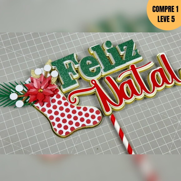 Arquivo de Corte Topo de Bolo Feliz Natal Botinha -240