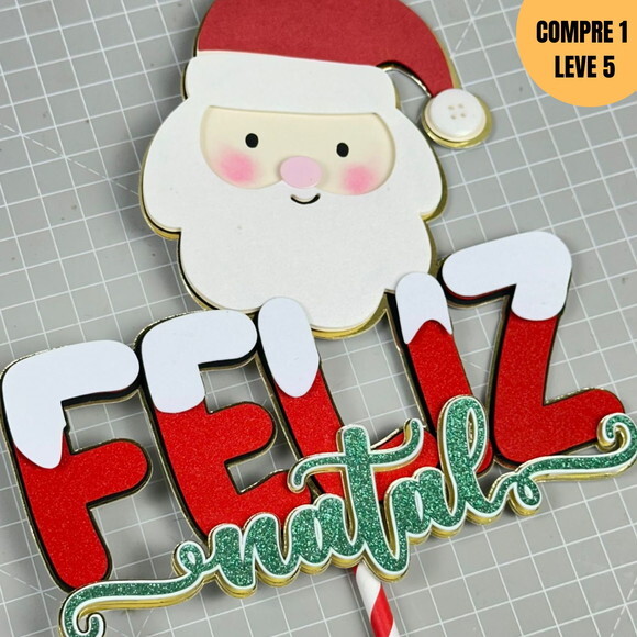 Arquivo de Corte Topo de Bolo Feliz Natal Papai Noel - 233