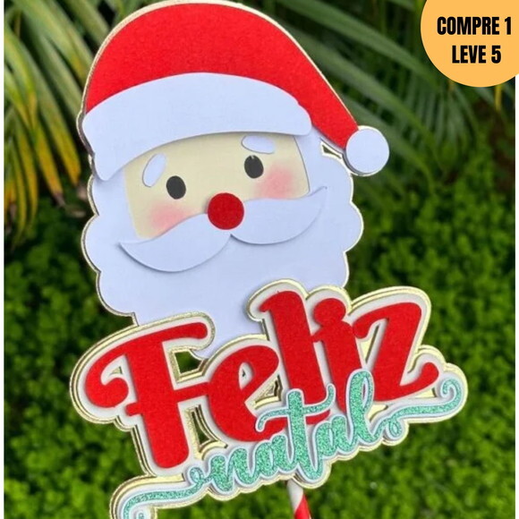 Arquivo de Corte Topo de Bolo Papai Noel Feliz Natal -237