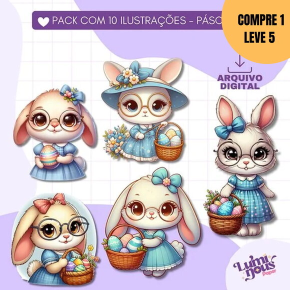 Arquivo Digital 10 Ilustrações de Coelha Fofinha -2496