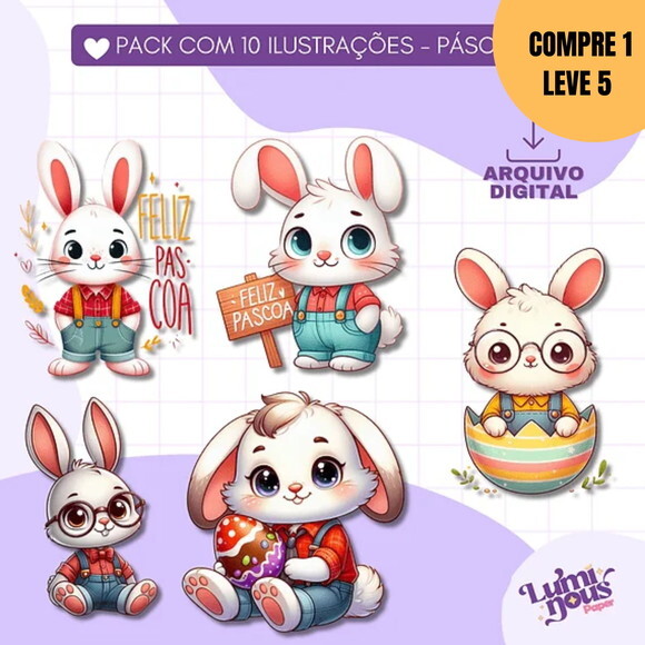 Arquivo Digital 10 Ilustrações Fofinhas de Páscoa -2498