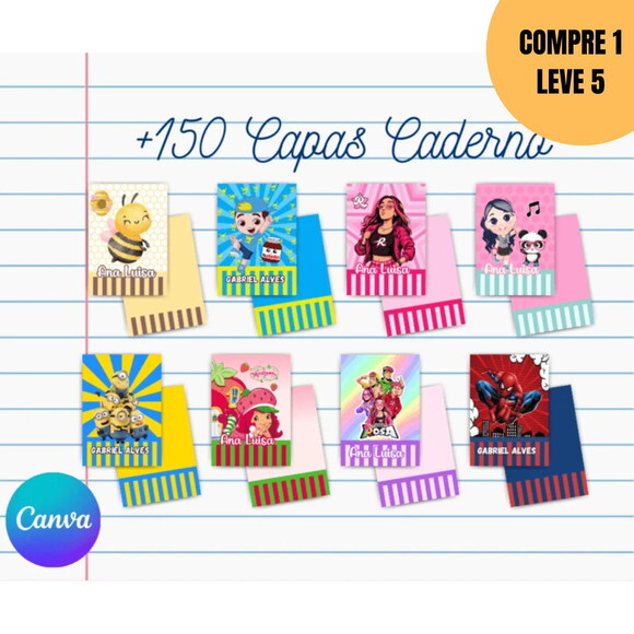 Arquivo Digital 150 Capas Cadernos Brochura Escolar -6290