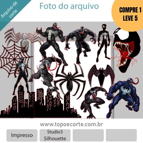 Arquivo de Corte Venom Homem Aranha Topo de Bolo -6051