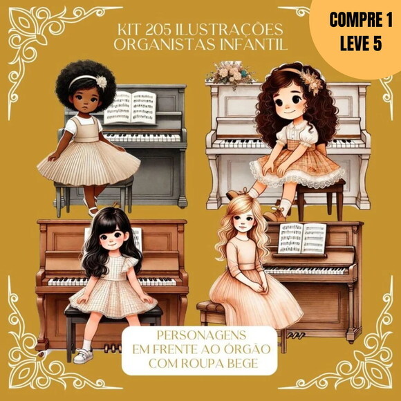 Arquivo Digital 205 Ilustrações de Organistas Infantil -1479