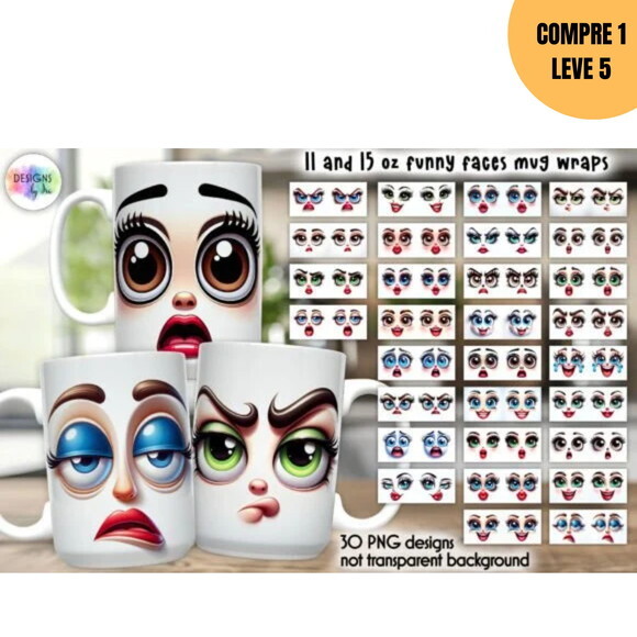 Arquivo Digital 3d Cara Engraçada Artes para Canecas -2534