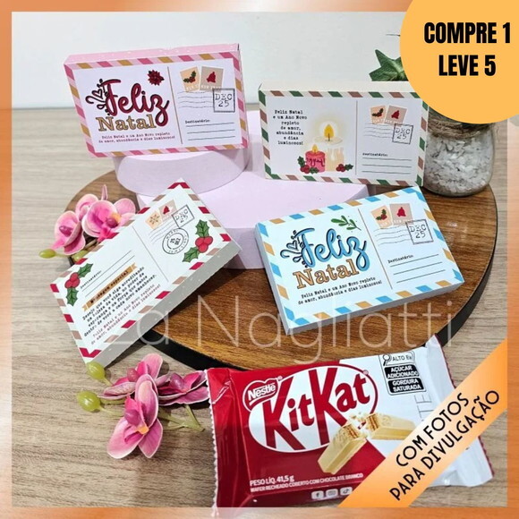 Arquivo Digital 4 Caixinhas para Kit Kat Natal -5675